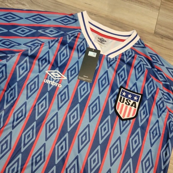 Umbro Other - Umbro USA Retro Soccer Jersey Men Large Blue Blokecore Y2K Football Shirt NWT